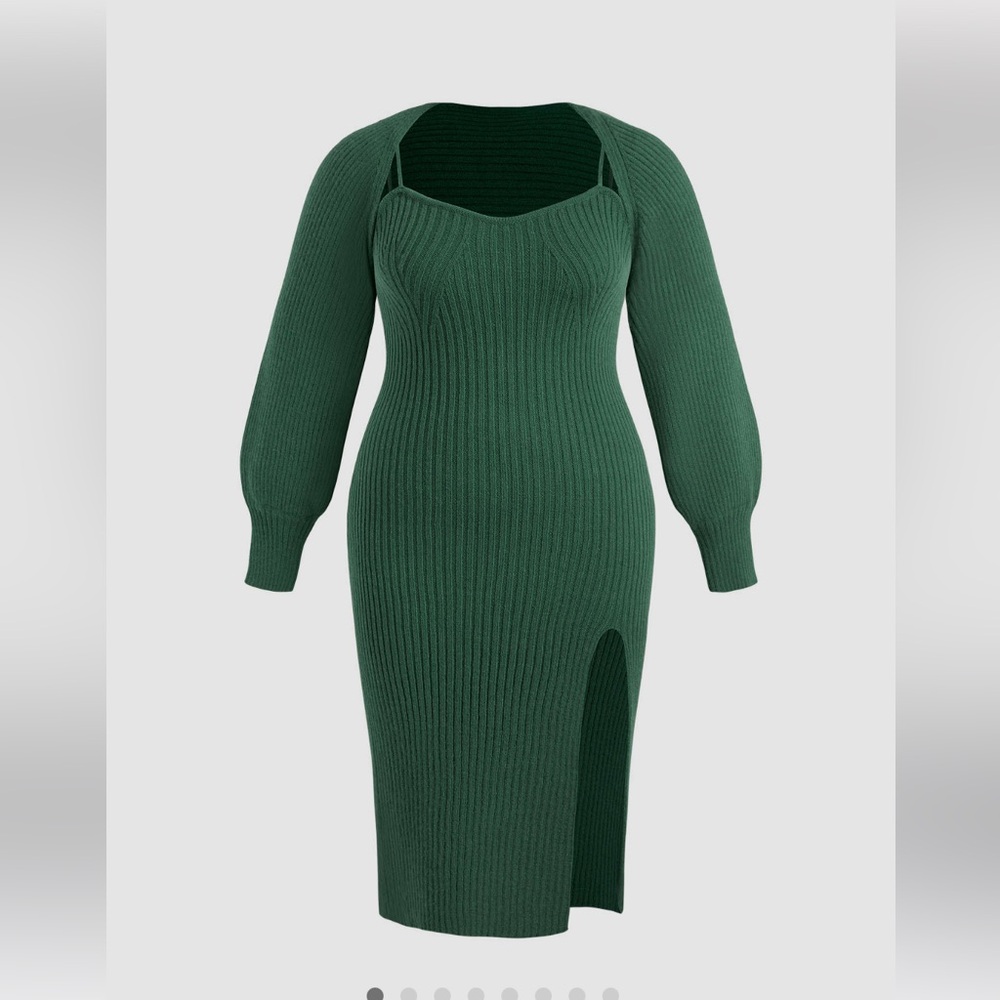 Cider Curve Green Knit Dress 0xl 12-14
